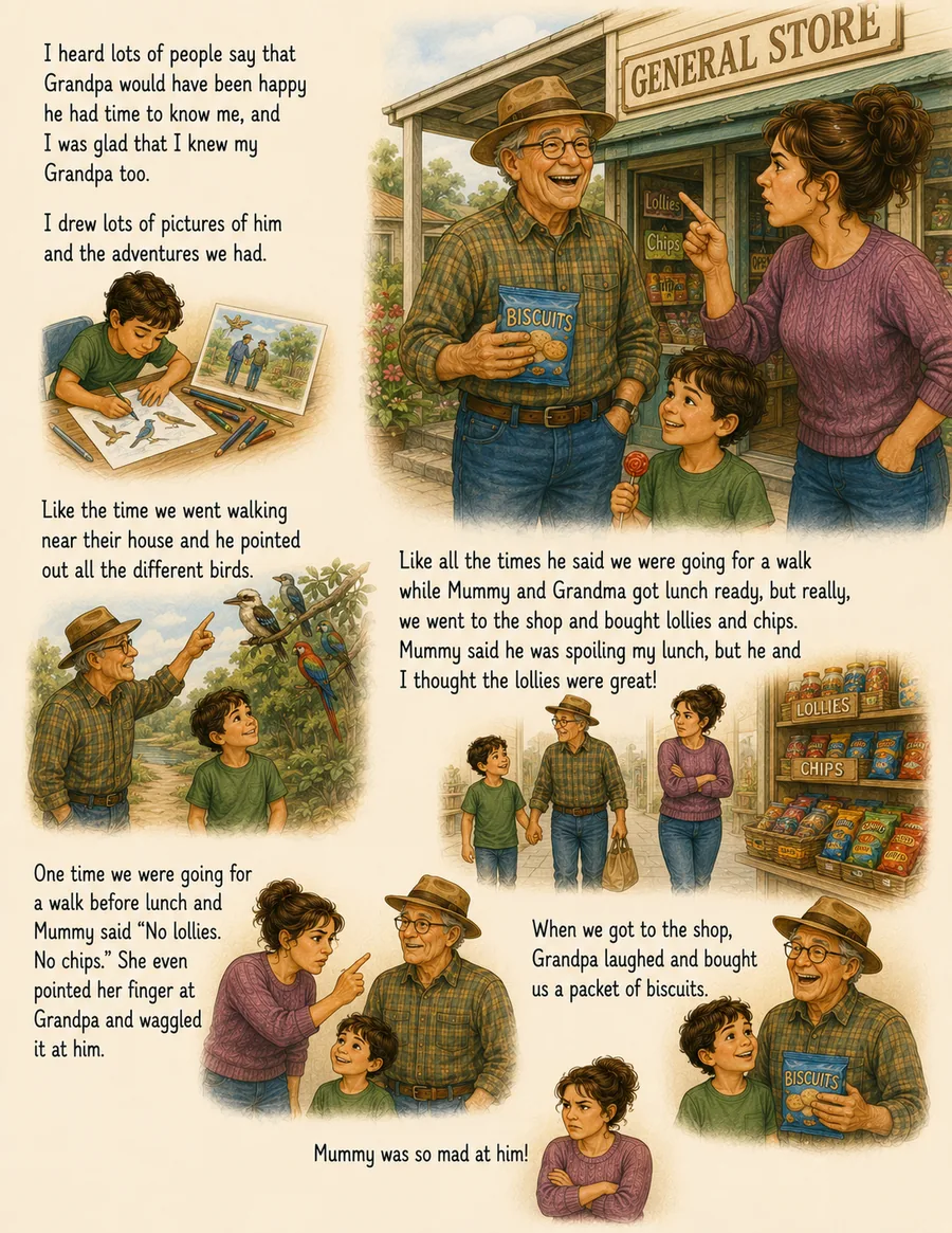 Remembering adventures with Grandpa in Missing Grandpa